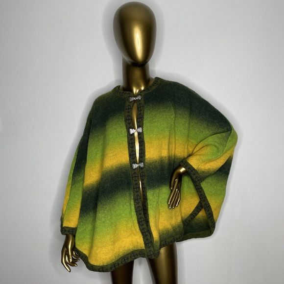 Lederlin Poncho Sweater Women One Size Green Cape Elfcore Fairycore Jumper - Picture 1 of 14